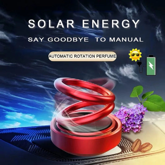 Auto Car Double Ring Rotating Solar Energy Car Air Freshener Red
