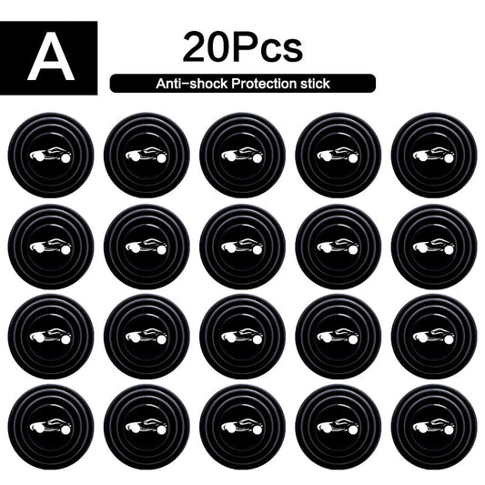 20 Pcs Pcs Door Shock Absorber Pads Buffer Bumper Pads Shock Absorption Sound Insulation Rubber Black