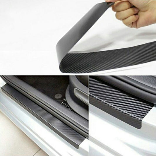 4PCS Car Stickers Universal Anti Scratch Carbon Fiber 60cm x 6.7cm Black