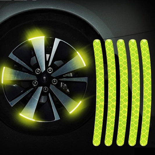 20 Pcs Car Wheel Hub Reflective Sticker Tire Rim Reflective Strips Luminous Sticker for Night Driving