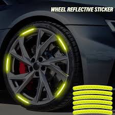 20 Pcs Car Wheel Hub Reflective Sticker Tire Rim Reflective Strips Luminous Sticker for Night Driving